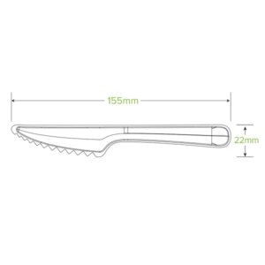 BIOPAK 15CM PLANT FIBRE KNIFE - 1000/CTN (Ctn Only)