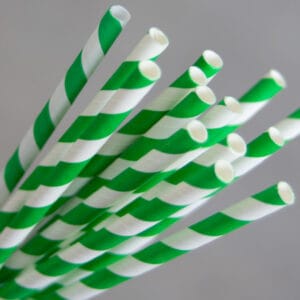 Paper Straws - Stripe - Green/White - 2500/ctn (Ctn Only)