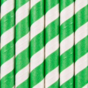 Paper Straws  Jumbo GREEN / White - 10mmx197mm - 2400/ctn (Ctn Only)