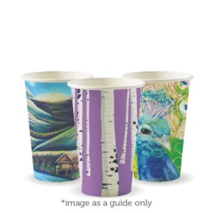 Single Wall 12oz Bio (80mm) Cup Art Series - 1000/ctn BioPak (Ctn Only)