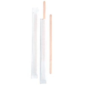 Individually Wrapped - Wooden Coffee Stirrers 140mm - 10000/ctn (Ctn Only)