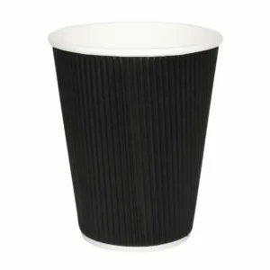 Fine Ripple Paper Cup Black 500 (20 per ctn)