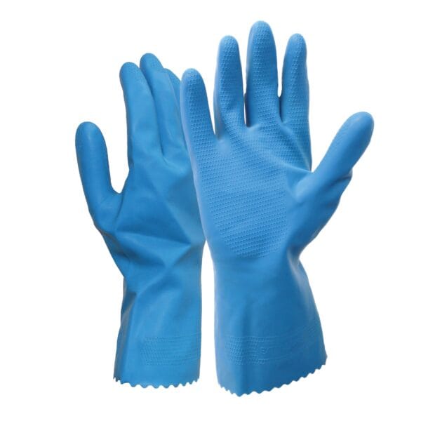 Rubber Gloves Blue Silverline (12pkt) (12 per ctn) - Image 2
