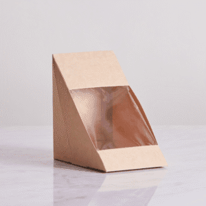 PAPER SANDWICH WEDGE WITH WINDOW LARGE KRAFT - 200/CTN (Ctn Only)