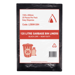 120L Garbage Bags Heavy Duty Black 1100x950mm 100ctn (Ctn Only)