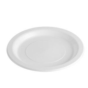 Genfac 9" Plastic Plates White 500ctn 25pp x 20ctn