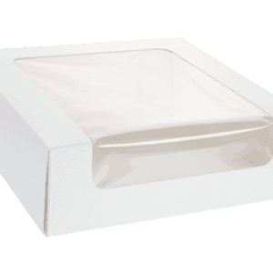 CB9925W Cake Boxes 9x9x2.5" -Window White - 100/pkt (Full Pkt Only)